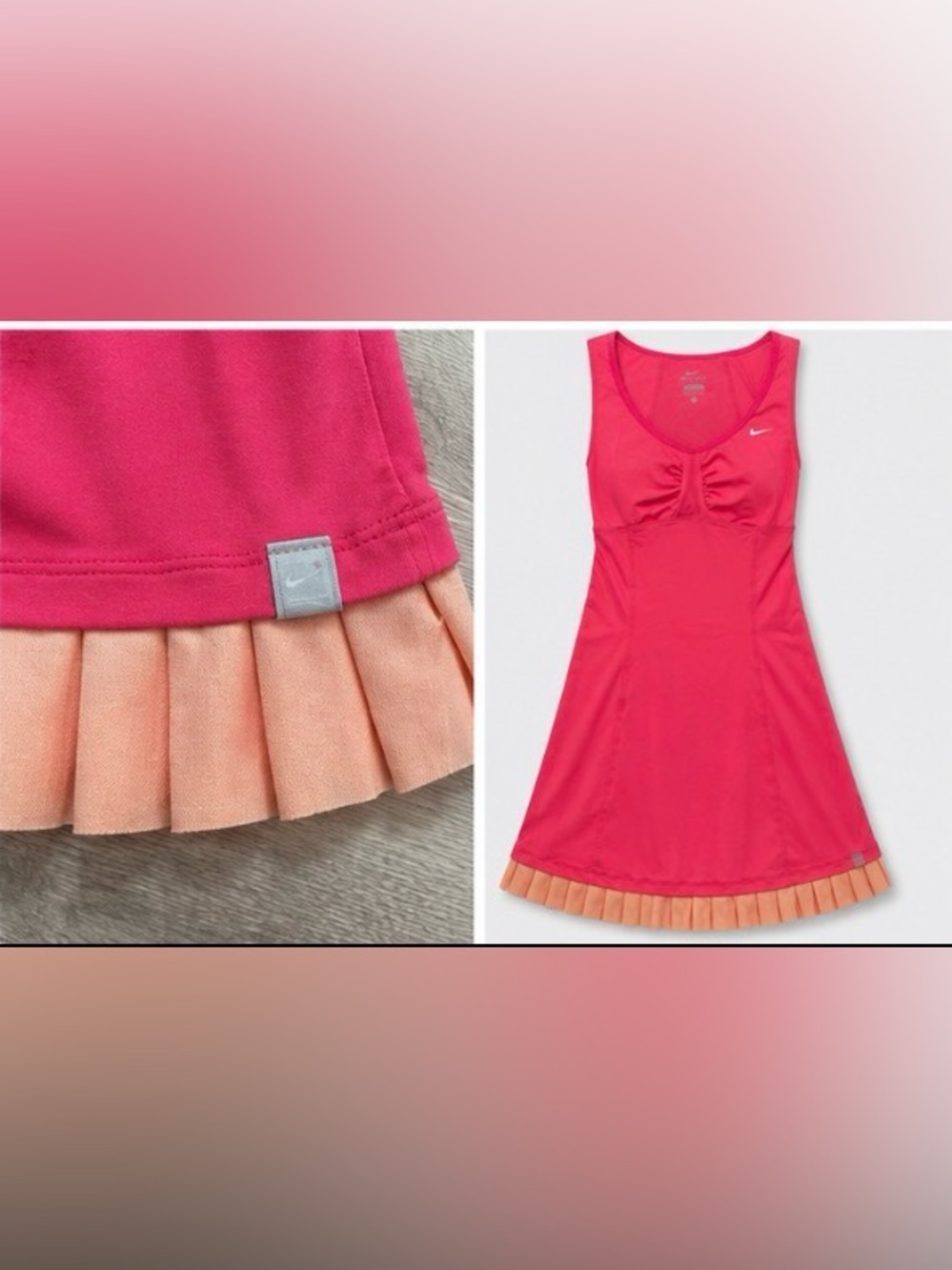 Nike Dri-FIT Pink Tennis Dress Pleated Hem Athletic Court Dress Size M - Picture 5 of 8